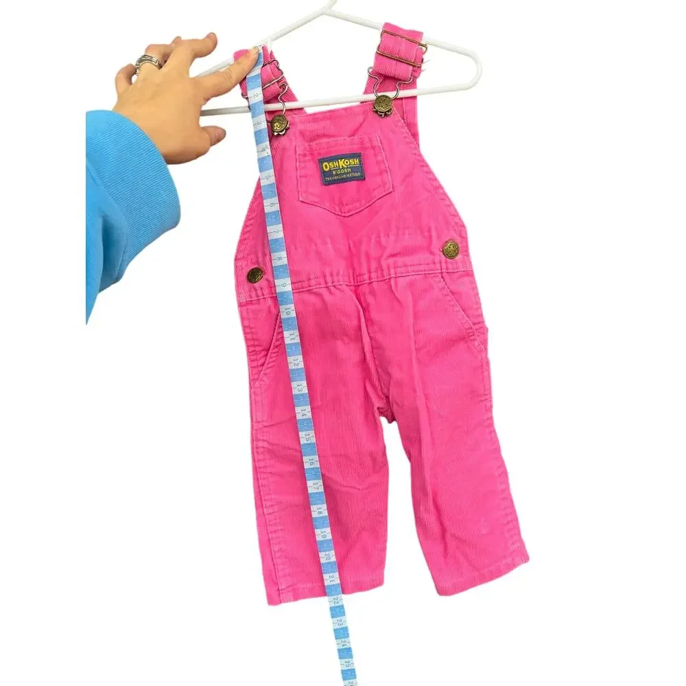 VINTAGE OshKosh Bgosh Pink Corduroy Overalls 6M USA Made